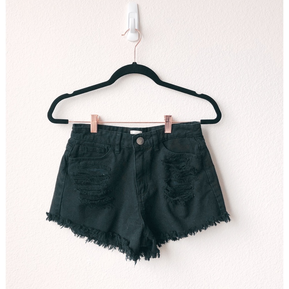 Black distressed Denim Cutoff shorts